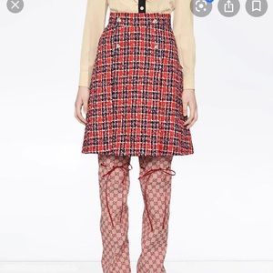 Gucci tweed a-line high waist skirt